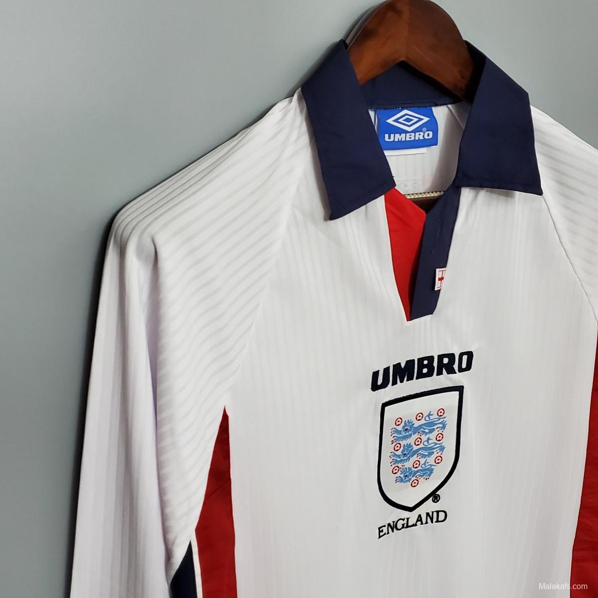 Retro Long Sleeve 1998 England home S- XXL Soccer Jersey