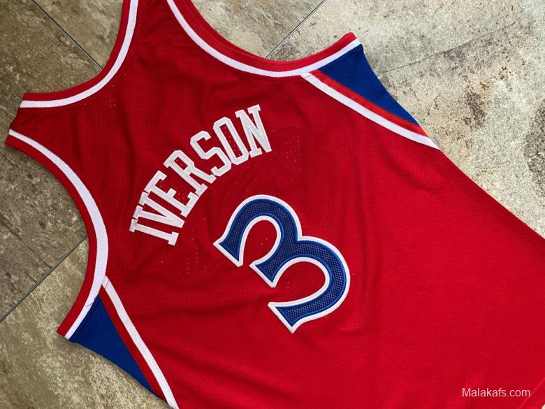 Men's Allen Iverson Red Retro Classic Team Jersey