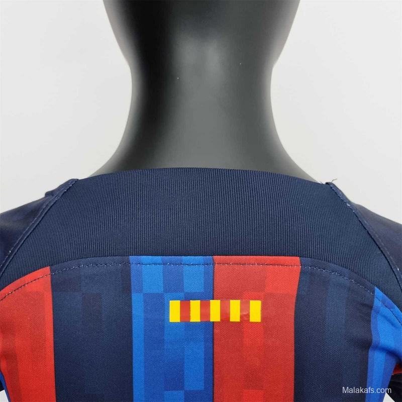 Barcelona 22-23 Home Kids Kit Soccer Jersey