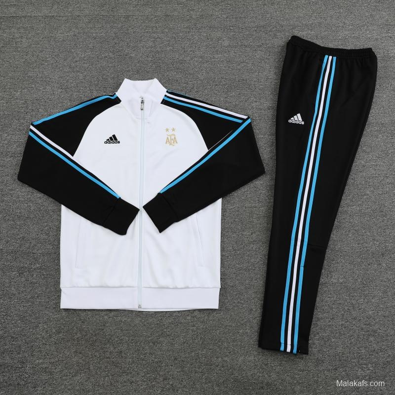 Argentina - 2 estrellas - White/Black Full Zipper Tracksuit