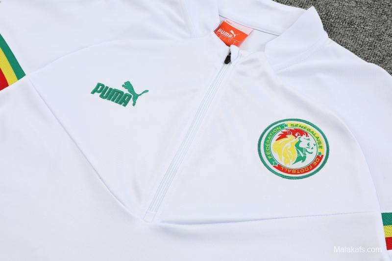 2022 Senegal White Half Zipper Tracksuit