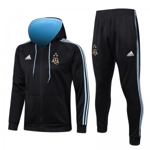 Argentina 3 estrellas - Black Full Zipper Hoodie Tracksuit