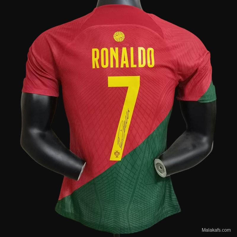 Player Version 2022 Portugal Home With Ronaldo Signed Jersey