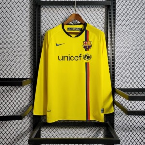 Long Sleeve Retro 08/09 Barcelona Away Yellow Jersey