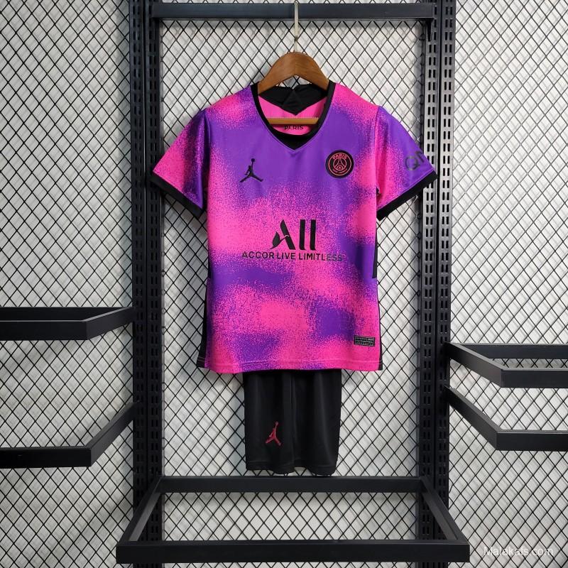 Retro 20-21 Kids PSG Paris Forth Pink Jersey Size 16-28