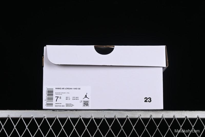 Nike Air Jordan 1 Mid "Bleached Turquoise" Casual Sneakers - DZ3745-300