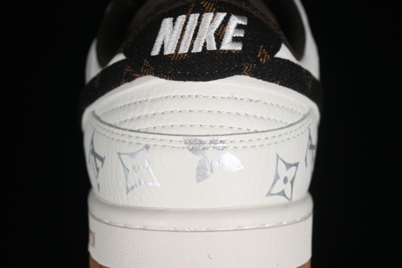 Nike Dunk Low LV Louis Vuitton - Beige Black Denim Anniversary High-End Custom Sneakers - DQ1098-341