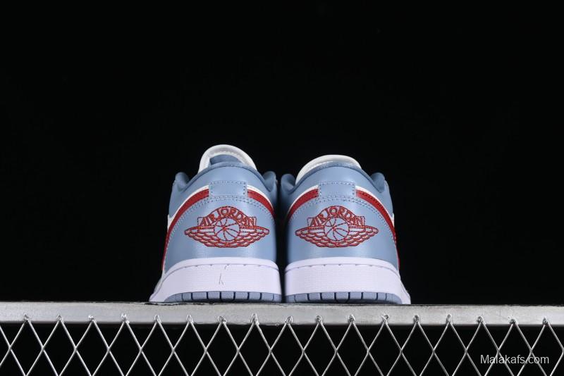 Nike Air Jordan 1 Low AJ1 White Blue Red Toe Casual Sneakers - DC0774-164