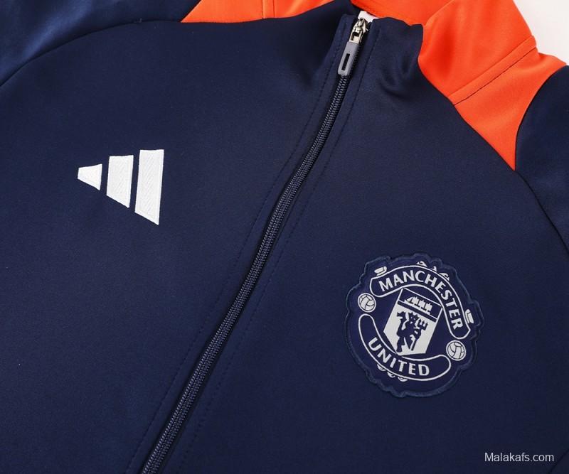 24/25 Manchester United Navy/Orange Full Zipper Jacket +Long Pants