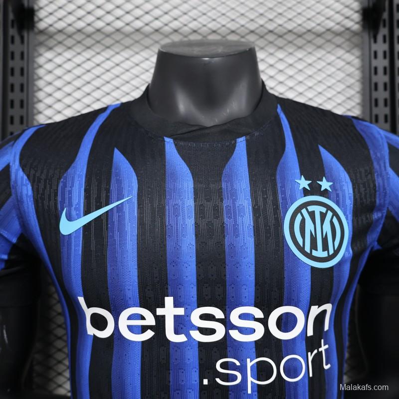 Player Version 25/26 Inter Milan Home Jersey With Sponsor