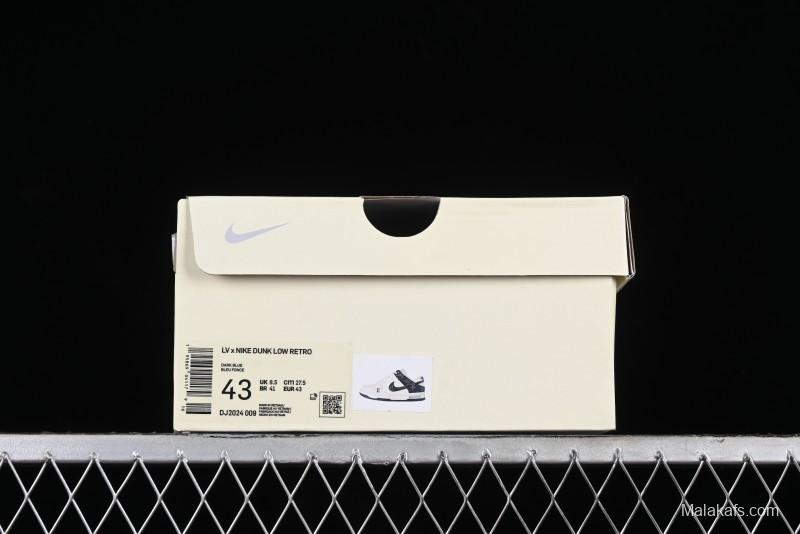 Nike SB Dunk Low LV Collaboration - Black Denim Off-White Black Swoosh Anniversary Custom Low-Top Casual Skate Shoes - DJ2024-009