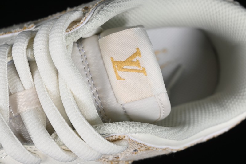 Nike SB Dunk Low LV Collaboration - Yellow Denim Beige with Yellow Swoosh Anniversary High-End Custom Low-Top Casual Skate Shoes - DJ2024-007