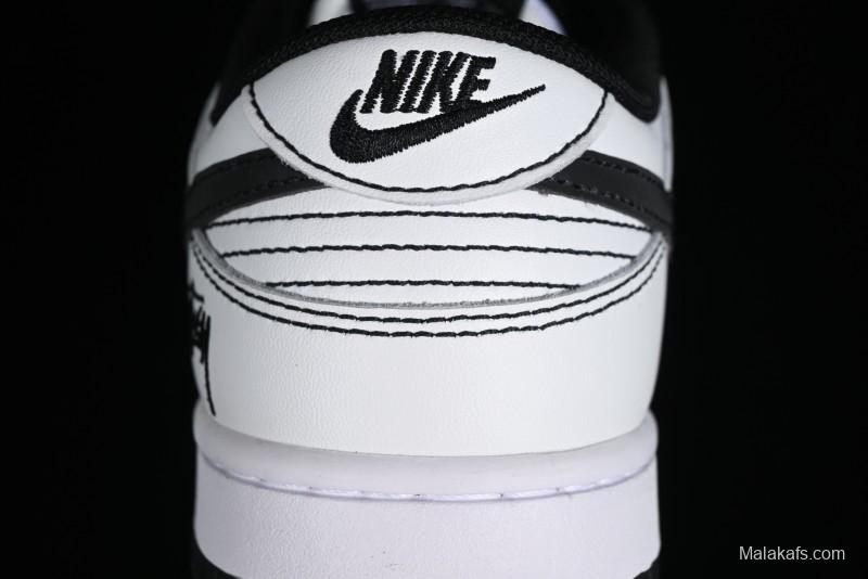 Stussy x Nike Dunk Low SB Skate Shoes in White-Black - FC1688-137