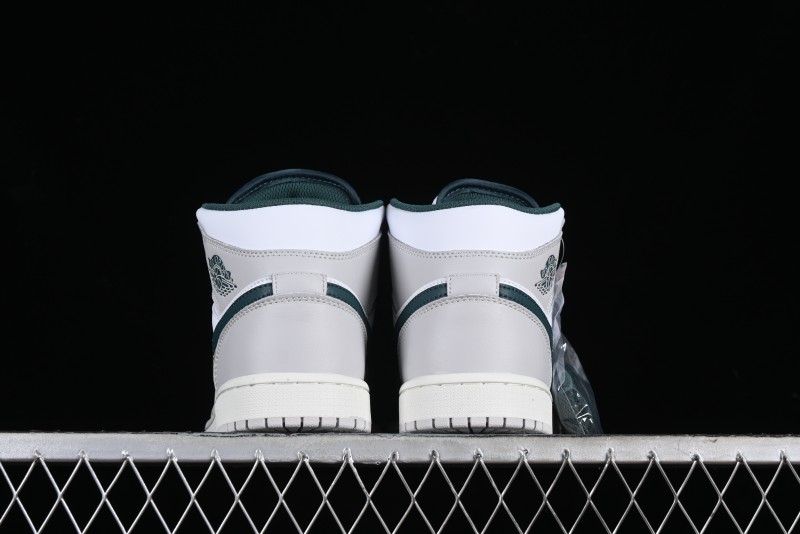 Nike Air Jordan 1 Mid Basketball Shoes with Oxidized Green Leather and Perforated Toe - FQ7720-103