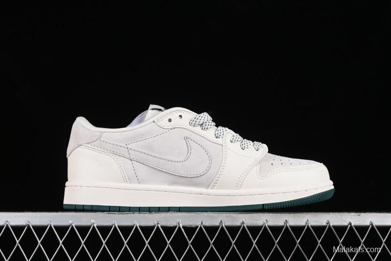 Nike Travis Scott x Fragment Design x Air Jordan 1 Low OG SP AJ1 LV Beige Grey Low-top Casual Sneakers - LJ5188-005