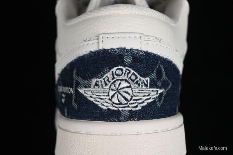 Nike Air Jordan 1 Low LV Collaboration - Light Blue Retro Casual Sneakers - SJ9950-003