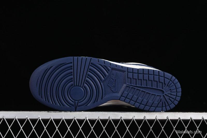 Nike SB Dunk Low LV Collaboration - Suede Navy Blue Anniversary High-End Custom Low-Top Casual Sneakers - FC1688-134