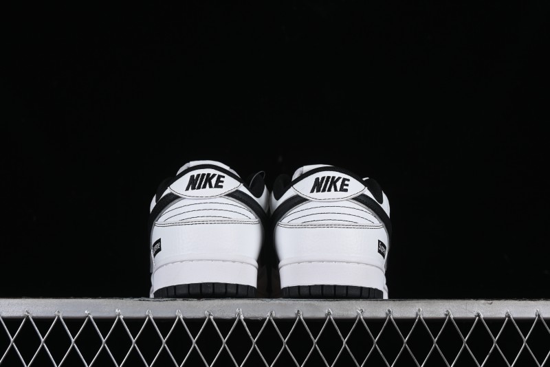 Nike Supreme x Nike SB Dunk Low Collaboration - Classic White Black Anniversary High-End Custom Low-Top Casual Skate Shoes - DY1503-100
