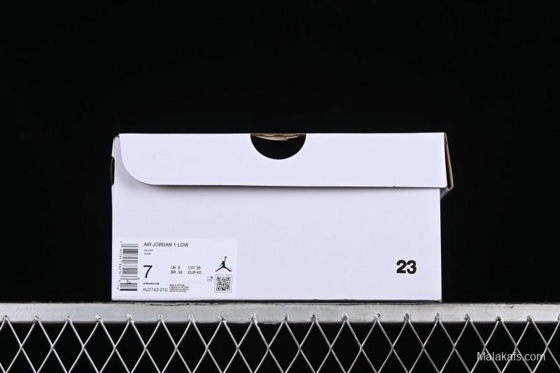 Nike Air Jordan 1 Low "Black Croc" Casual Sneakers with Crocodile-Embossed Leather - HJ7743-010