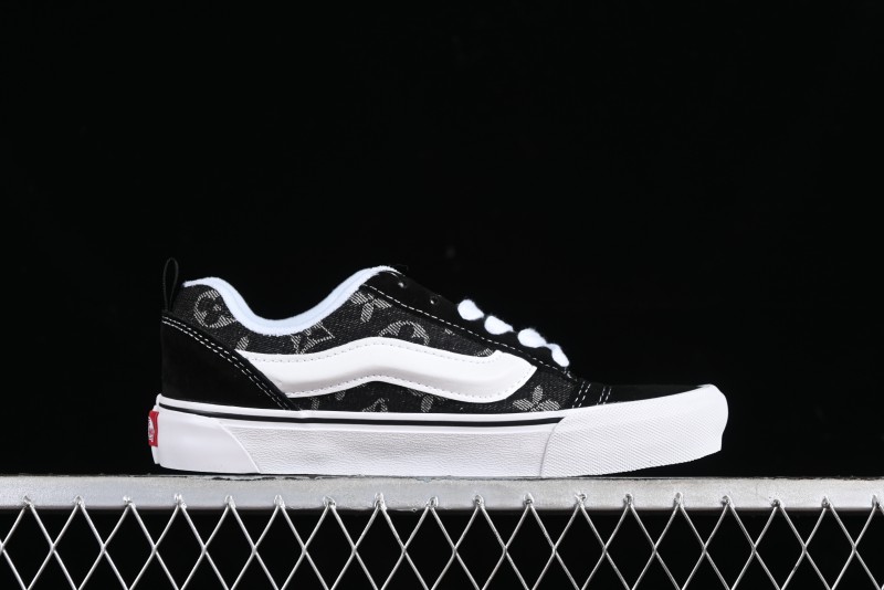 Vans Knu-Skool Premium Custom Denim Monogram Slip-On Shoes - VN0009QC6BT