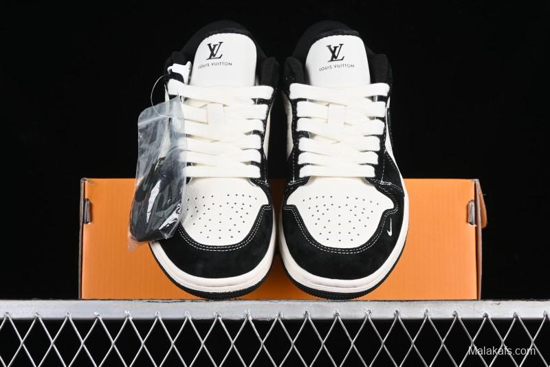 Nike Air Jordan 1 Low LV Collaboration - Black Warrior Custom High-End Basketball Shoes - SJ9950-007