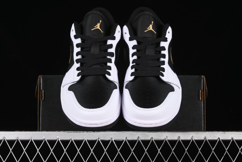 Nike Air Jordan 1 Low AJ1 Black White Gold Hook Basketball Shoes - 553558-172