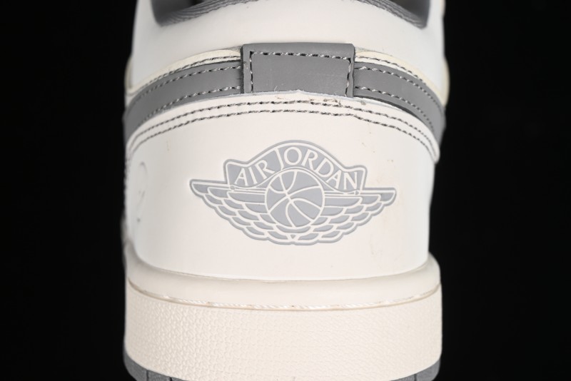 Nike Air Jordan 1 Low AJ1 Lightning Collaboration - Off White Grey Anniversary Custom Edition Low-Top Casual Sneakers - CF3688-020