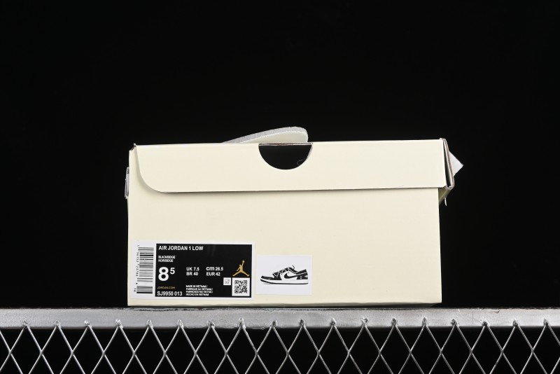 Nike Air Jordan 1 Low AJ1 x Violent Bear Collaboration - Black Beige Mark Line Custom Retro Basketball Shoes - SJ9950-013