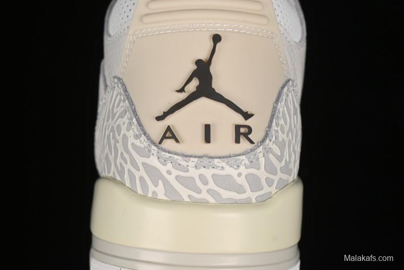 Nike Air Jordan 3 Retro Cactus Jack Collaboration High-Top Basketball Shoes with Soft Napa Leather and Visible Air Cushion - 136064-668