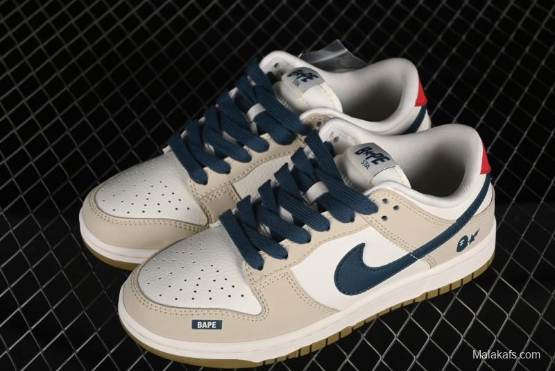 Nike SB Dunk Low Bape Collaboration - Beige Blue Anniversary Custom Low-Top Casual Sneakers CF3688-011