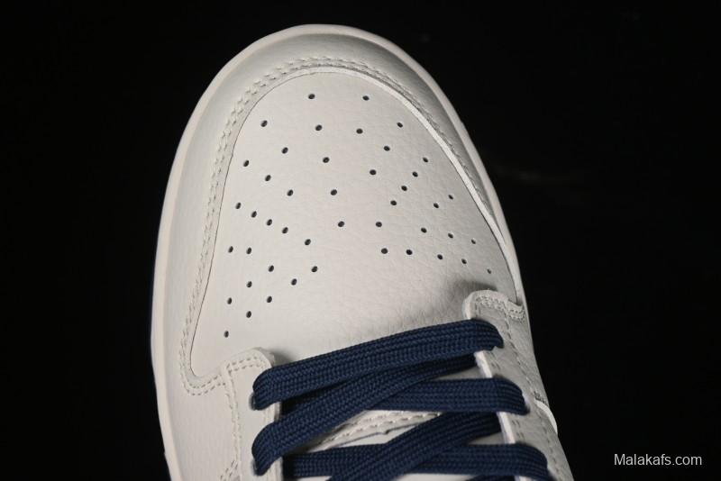 Nike SB Dunk Low Stussy Collaboration - Off White with Big Blue Swoosh Anniversary High-End Custom Low-Top Casual Skate Shoes - XY1688-009