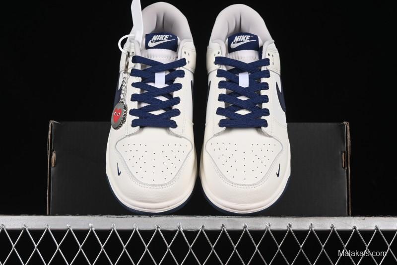 Nike SB Dunk Low Comme des Garcons Collaboration - Off-White Blue Swoosh Anniversary Custom Low-Top Casual Sneakers - KK1888-008