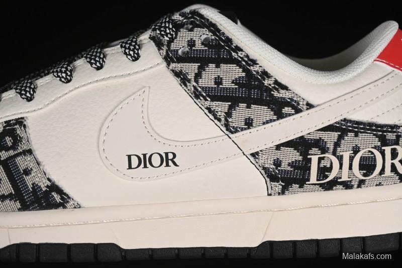 Nike SB Dunk Low Dior Collaboration - Black Grey Pattern Anniversary High-End Custom Low-Top Casual Sneakers - XY1688-010