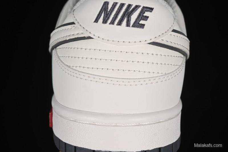 Nike SB Dunk Low Supreme Collaboration - Beige Grey Swoosh Anniversary Customized Low-Top Casual Skate Shoes - DJ2024-014
