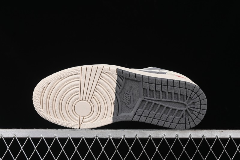 Nike Air Jordan 1 Low AJ1 The North Face Collaboration - Off White Grey Silver Trim Retro Basketball Shoes - SJ9950-039