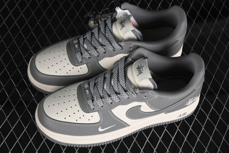 Nike Air Force 1 '07 Low Stussy Collaboration - Premium Gray Low-Top Casual Sneakers - BB5353-512