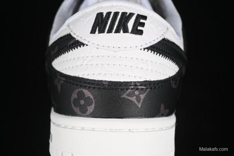 Nike SB Dunk Low LV Collaboration - Embossed White Black Print Anniversary High-End Custom Low-Top Casual Sneakers - DQ1098-361