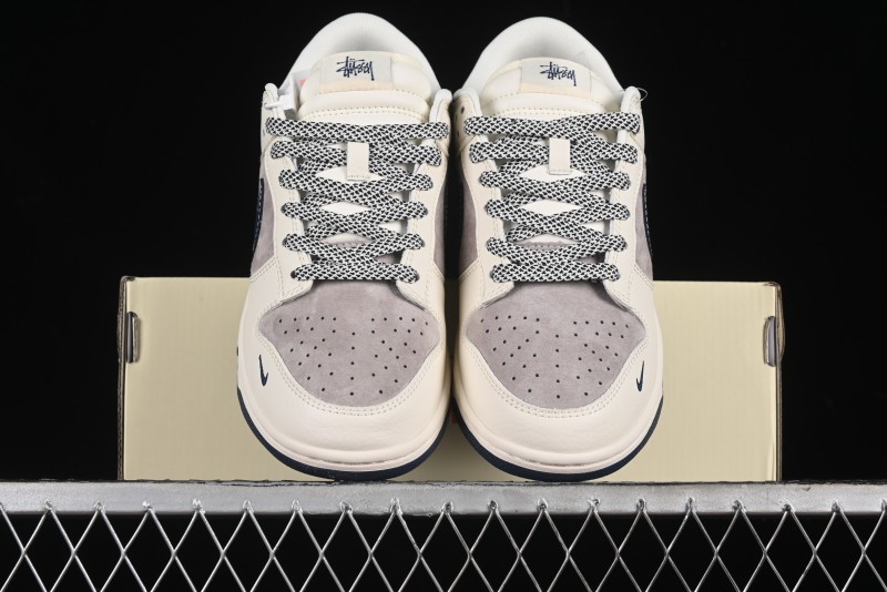 Nike SB Dunk Low Stussy Anniversary High-End Custom Sneakers with Blue Swoosh - SJ1089-003