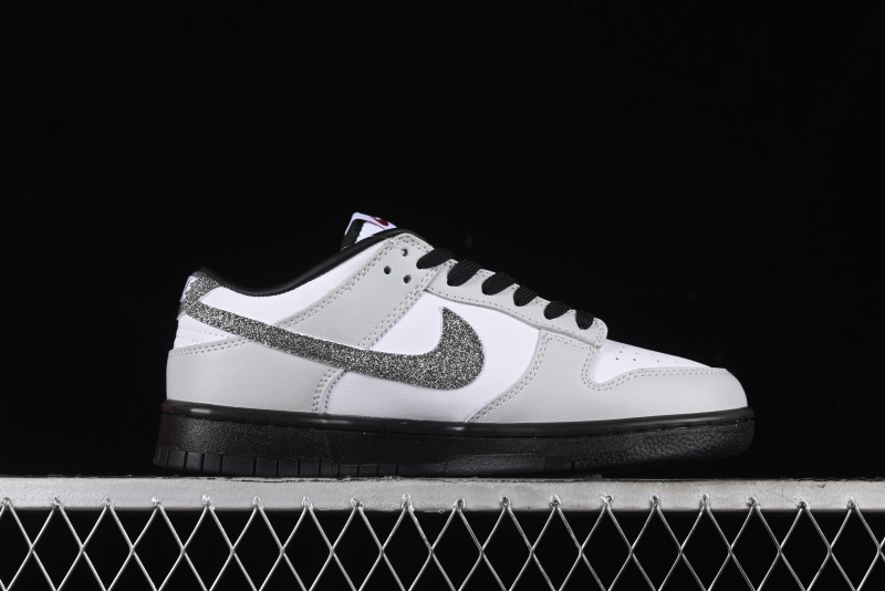 Nike Dunk Low "Glitter Swoosh" Light Silver SB Low-Top Casual Skate Shoes - HQ3462-191