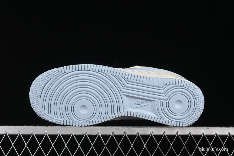 Nike Air Force 1 '07 Low Stussy Collaboration - Off White Elegant Blue Low-Top Casual Sneakers - XZ3328-002
