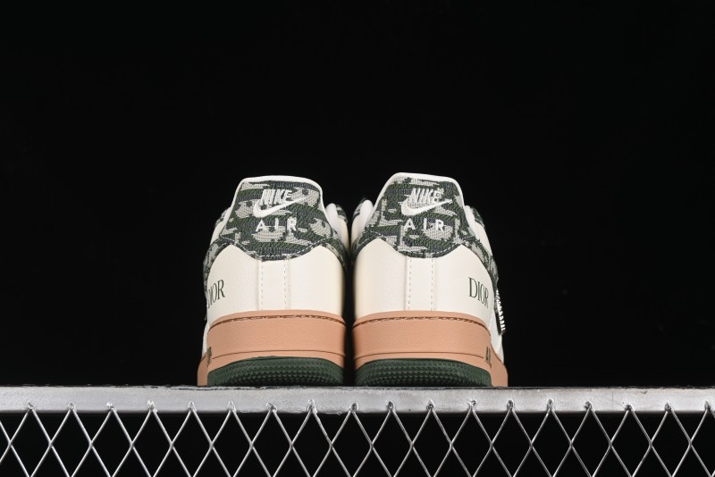Nike Air Force 1 '07 Low Dior Collaboration - Beige Green Swoosh Low-Top Casual Sneakers - KK1988-010