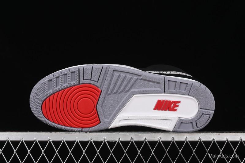 Nike Air Jordan 3 Retro Black Cement Sneakers with Visible Air Cushion - DN3707-010