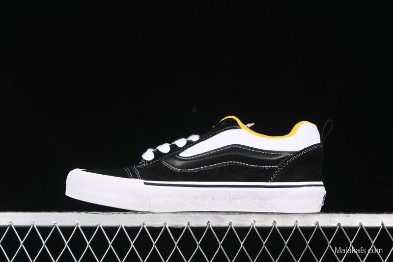 Vans Knu Skool Low-Top Retro Casual Vulcanized Slip-On Sneakers in Black White Yellow - VN000D6C6RJ