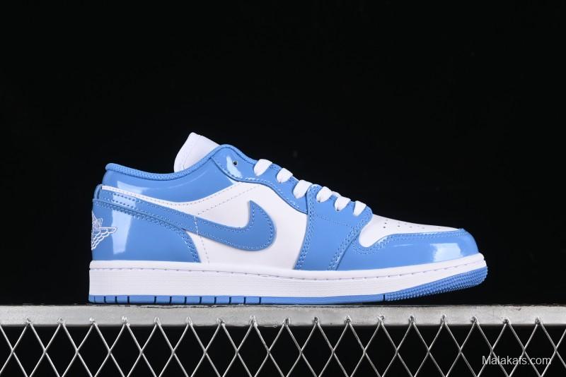 Nike Air Jordan 1 Low AJ1 Patent Leather Blue Casual Sneakers - FZ2138-114