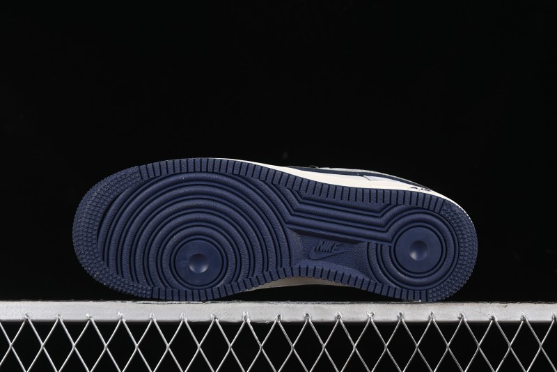 Nike Air Force 1 '07 Low Stussy Collaboration - Grey Pigskin Blue Sole Low-Top Casual Sneakers - XZ3318-028