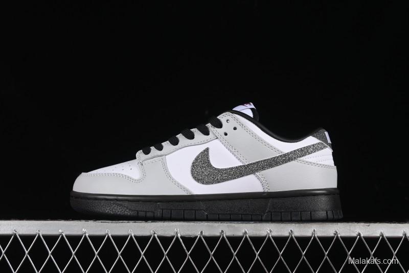 Nike Dunk Low "Glitter Swoosh" Light Silver SB Low-Top Casual Skate Shoes - HQ3462-191