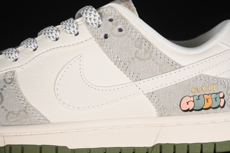 Nike SB Dunk Low Gucci Collaboration - Smoke Green Anniversary High-End Custom Low-Top Casual Skate Shoes - XX2025-389
