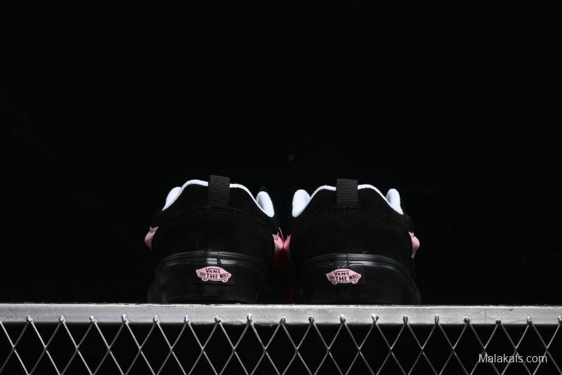Vans Knu Skool Low Top Retro Sneakers in Black Pink with Big Logo - VN0009QC6BT1