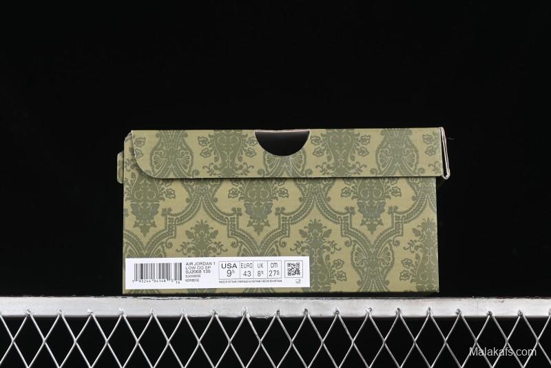 Nike Travis Scott x Fragment Design x Air Jordan 1 Low OG SP AJ1 Gucci Collaboration - Black Dragonfly Low-top Casual Sneakers - SJ2068-139