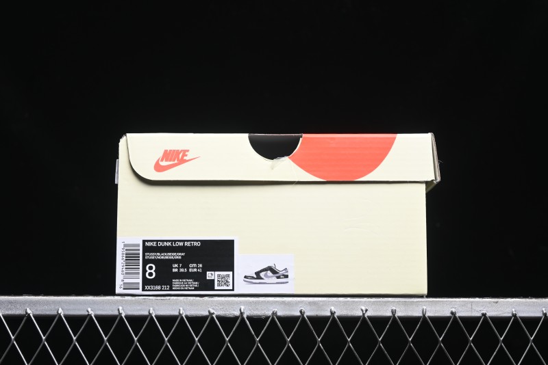 Nike SB Dunk Low Stussy Collaboration - Black White Print Anniversary Custom Low-Top Casual Sneakers - XX3168-212